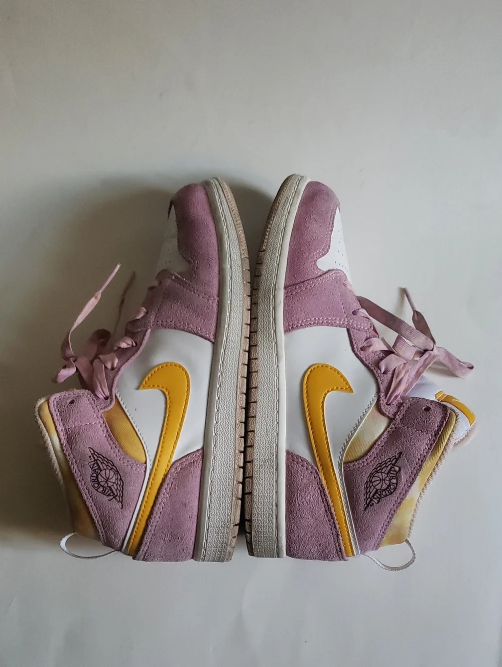 Air Jordan 1 Mid SE Pink Mustard Yellow Suede Sneakers Size 3Y (DC9519-60